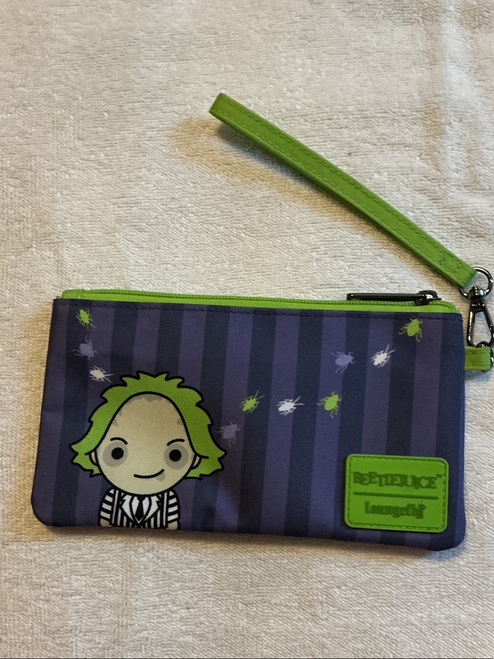 Loungefly Kids Beetlejuice Purple & Green Wristlet Pouch